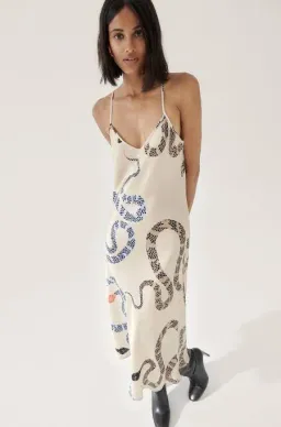 Silk Laundry Hazelnut Snake 90s Slip Dress XS for rent on The Volte - image 1