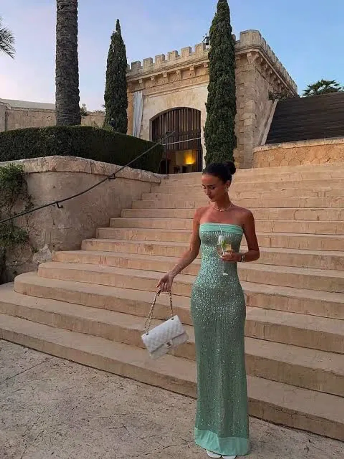 Fait Par Foutch Elizabeth Sparkly Green Dress size 6 - Image 3