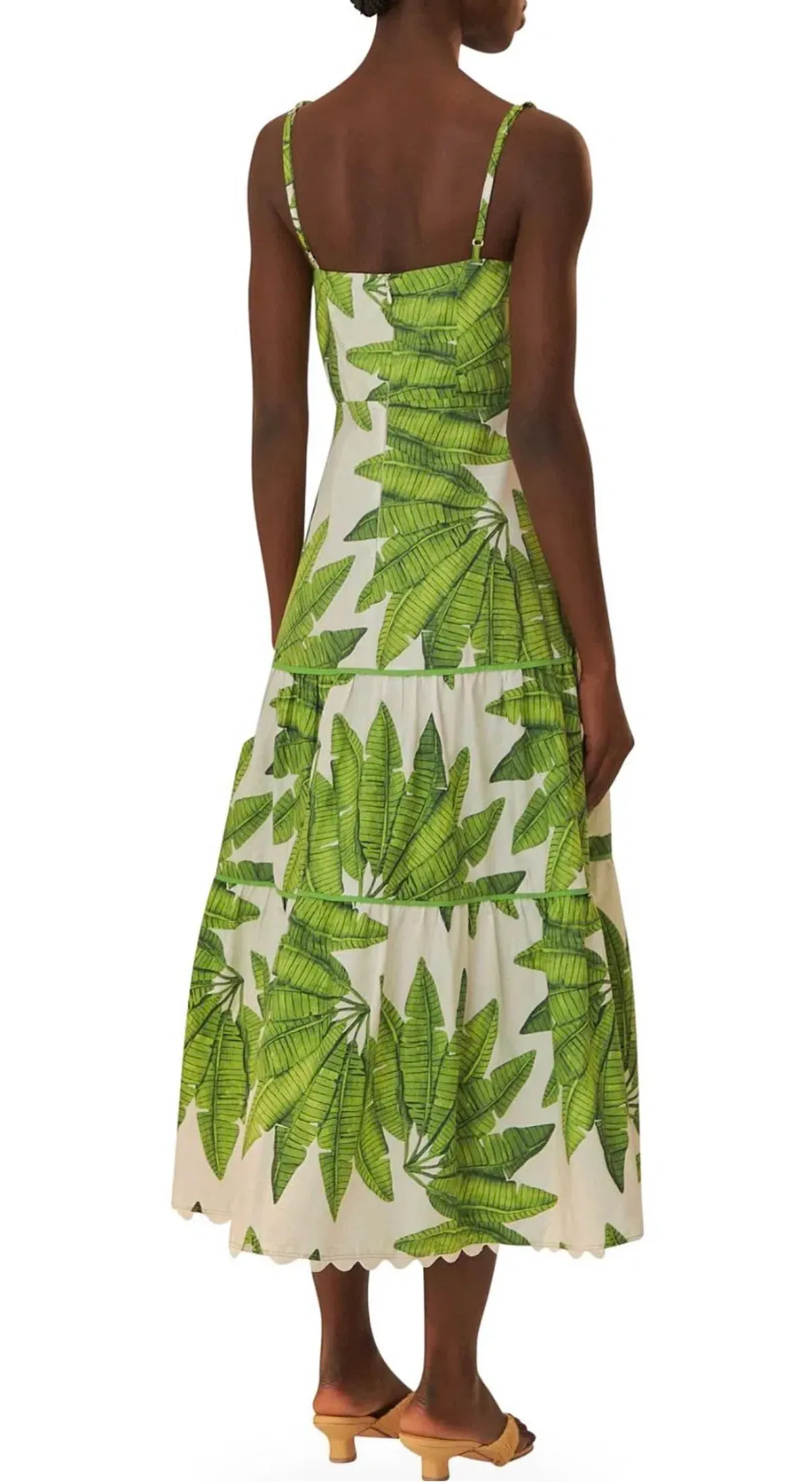 Farm Rio Palm Fan Off-White Midi Dress XS - Image 2