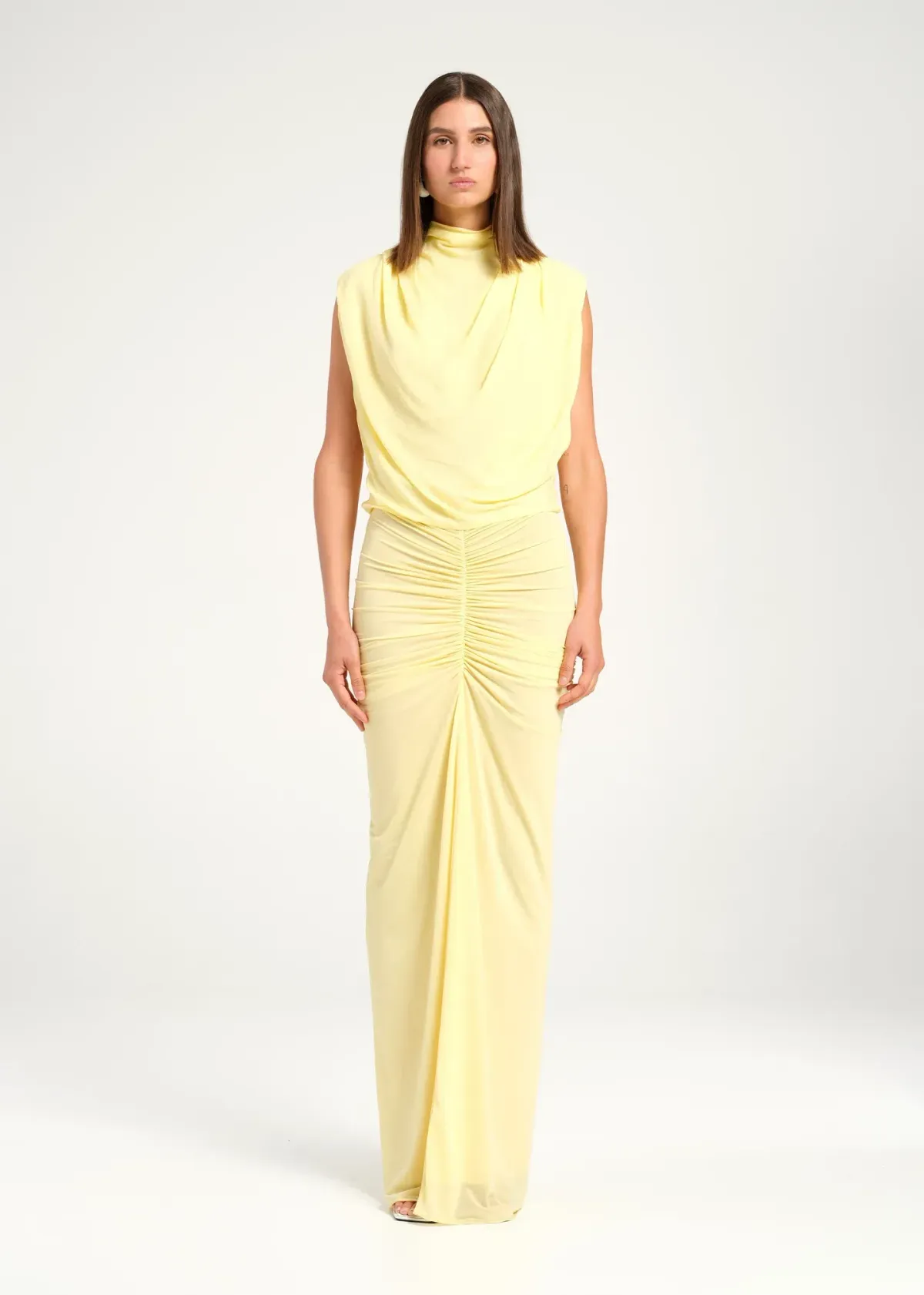 BENNI Willow Maxi Dress Gown In Butter | Size AU 10 - Image 5