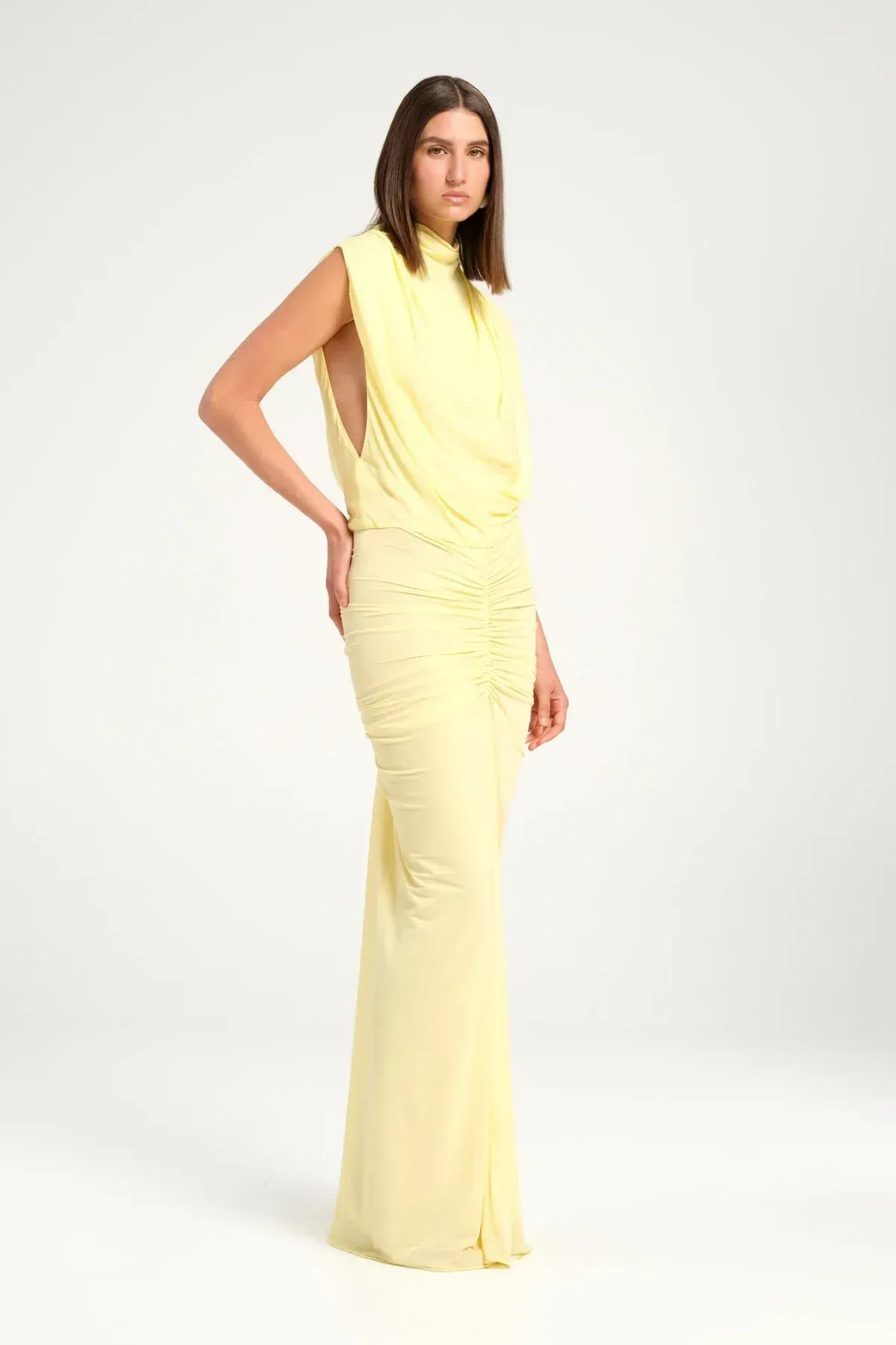 BENNI Willow Maxi Dress Gown In Butter | Size AU 10 - Image 3
