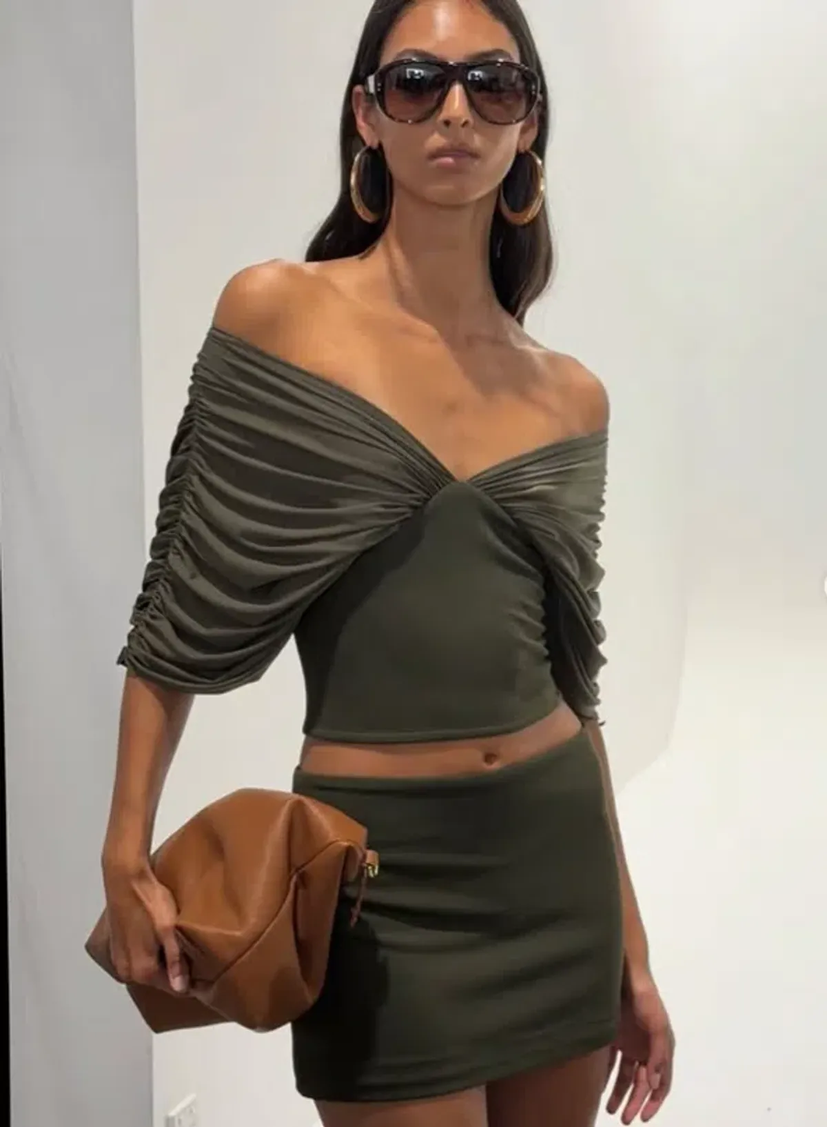 Ance Gria Neve Mini Skirt & Top - Olive 6 - Image 1