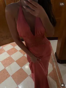 Meshki Dinah Lace And Satin Maxi Dress - Blush Rose for rent on The Volte - image 3