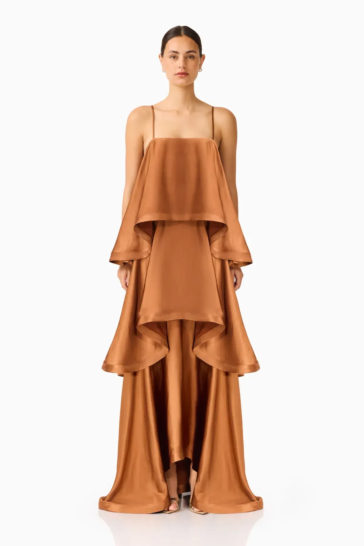 Elliatt Tilly Tiered Maxi Dress size M / 10 Toffee Brown  - Image 1
