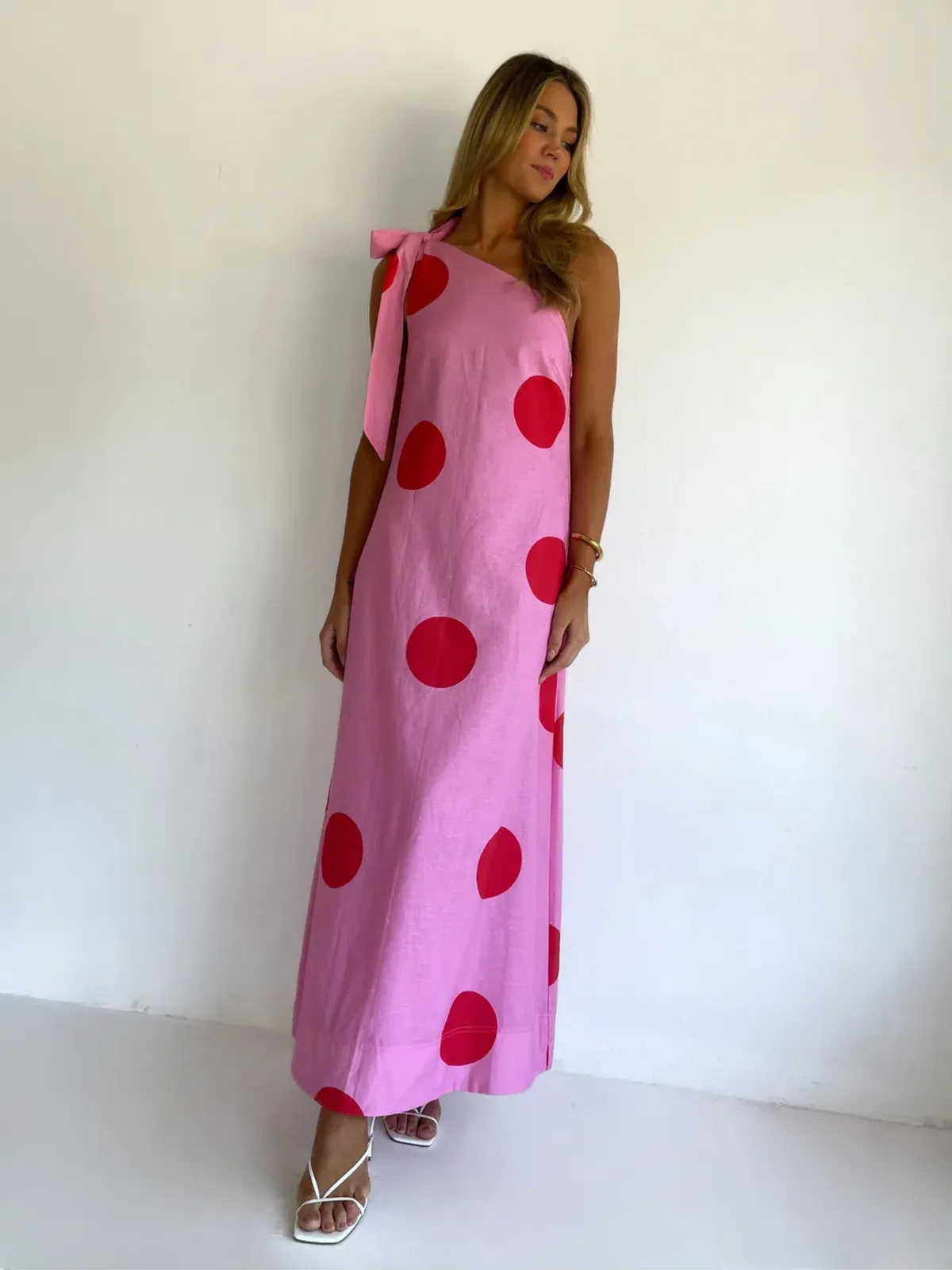 By Nicola Sorrento Maxi Dress size 8 pink Polka  - Image 2