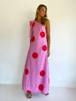 By Nicola Sorrento Maxi Dress size 8 pink Polka  for rent on The Volte - image 1