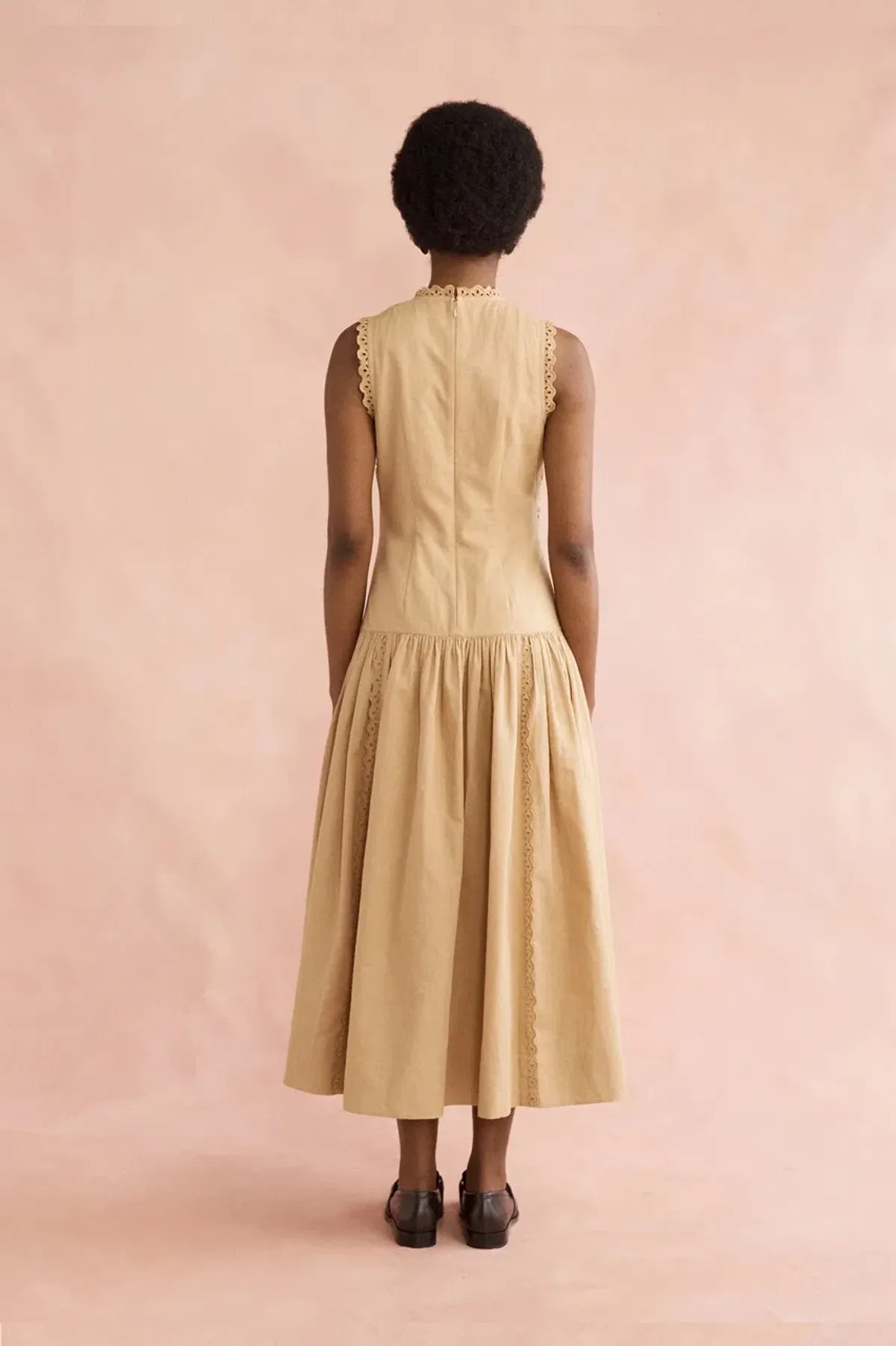 Lovaan Josephine Midi Dress Tan Size 10 - Image 3