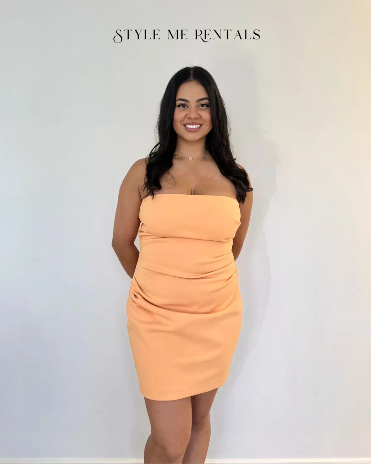 Misha Alston Crepe Mini Dress Tangerine Size M - Image 4