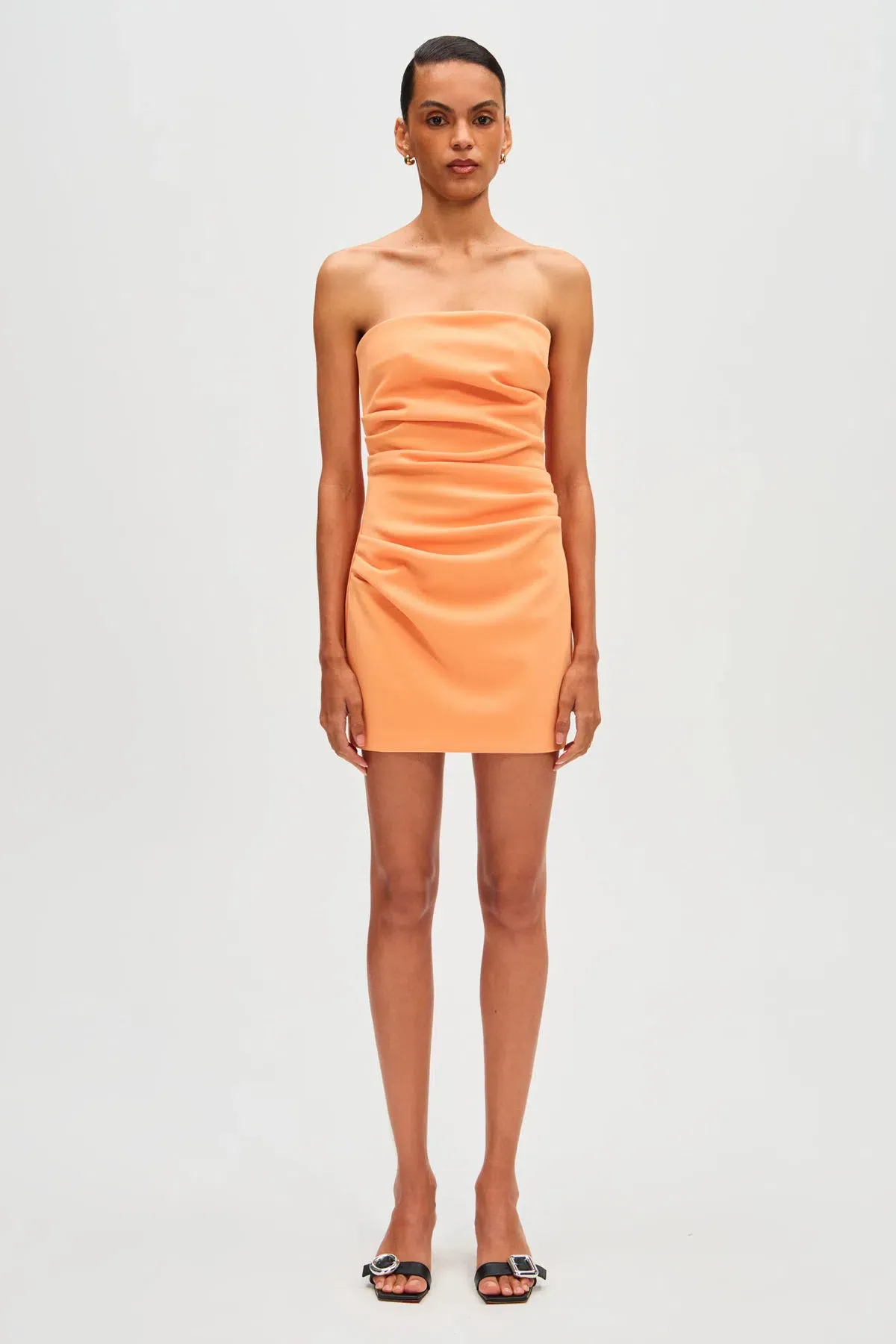 Misha Alston Crepe Mini Dress Tangerine Size L - Image 1