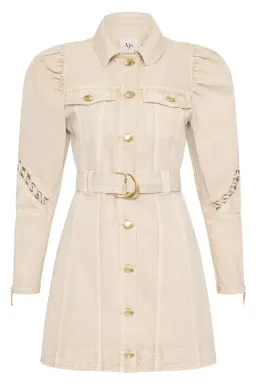 Aje Effie Braided Denim Mini - Stone - Size 4 for rent on The Volte - image 4