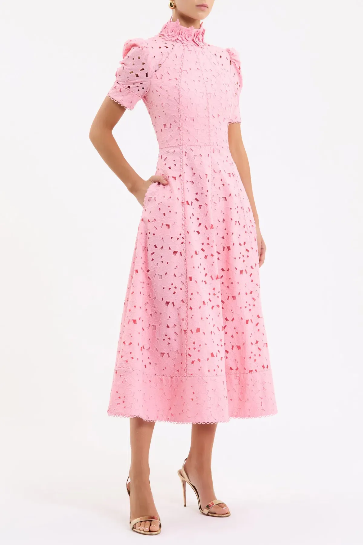 Rebecca Vallance Kitsu Short Sleeve Midi Dress in Light Pink Size 10 - Image 2