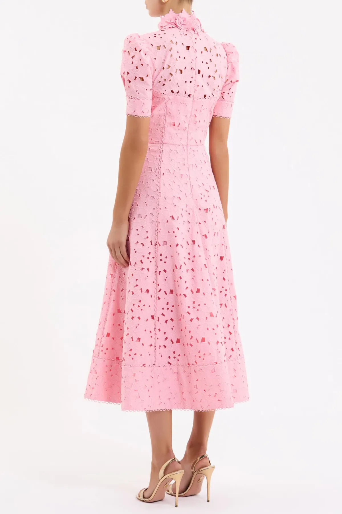 Rebecca Vallance Kitsu Short Sleeve Midi Dress in Light Pink Size 10 - Image 3