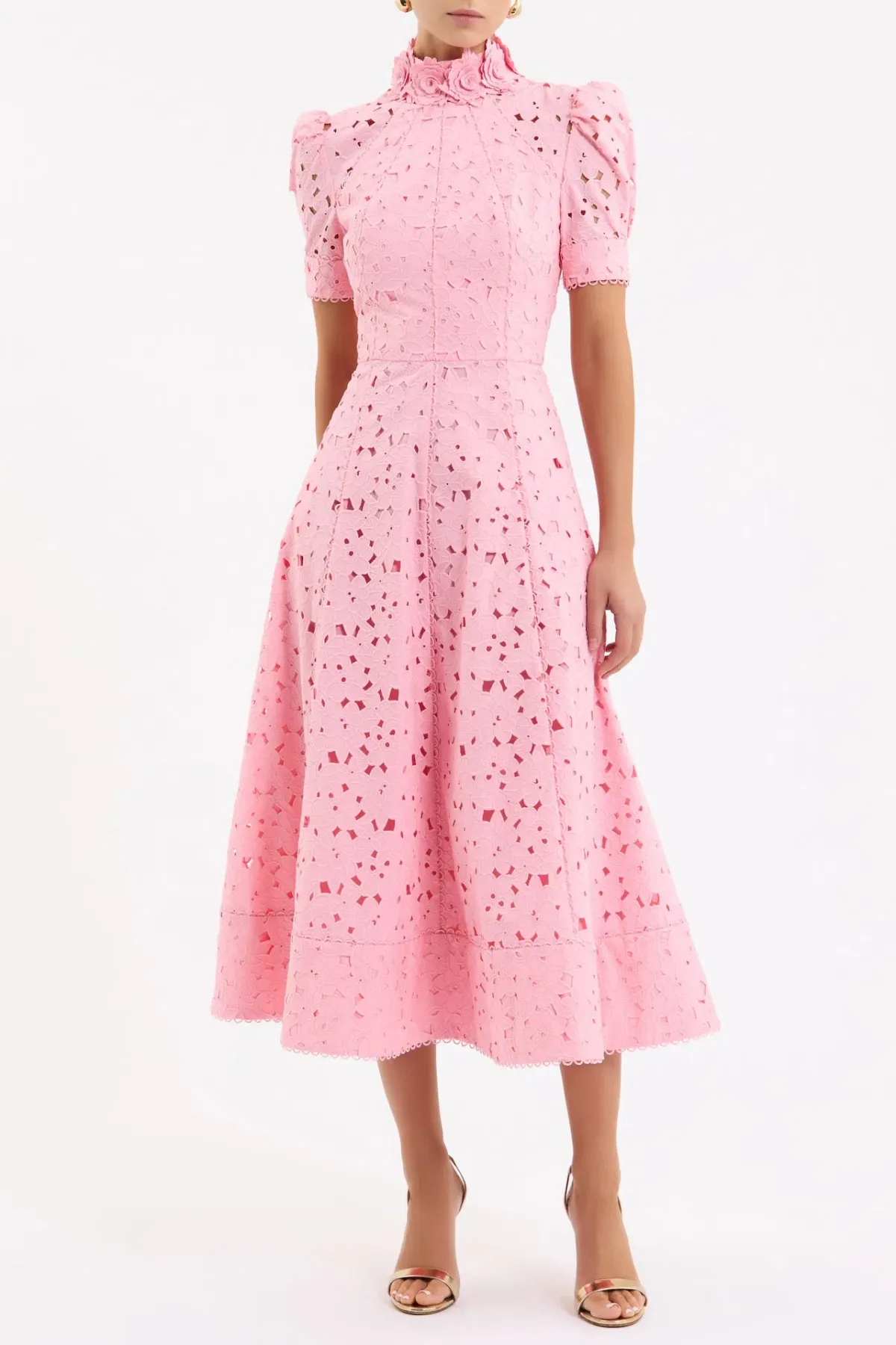 Rebecca Vallance Kitsu Short Sleeve Midi Dress in Light Pink Size 10 - Image 1