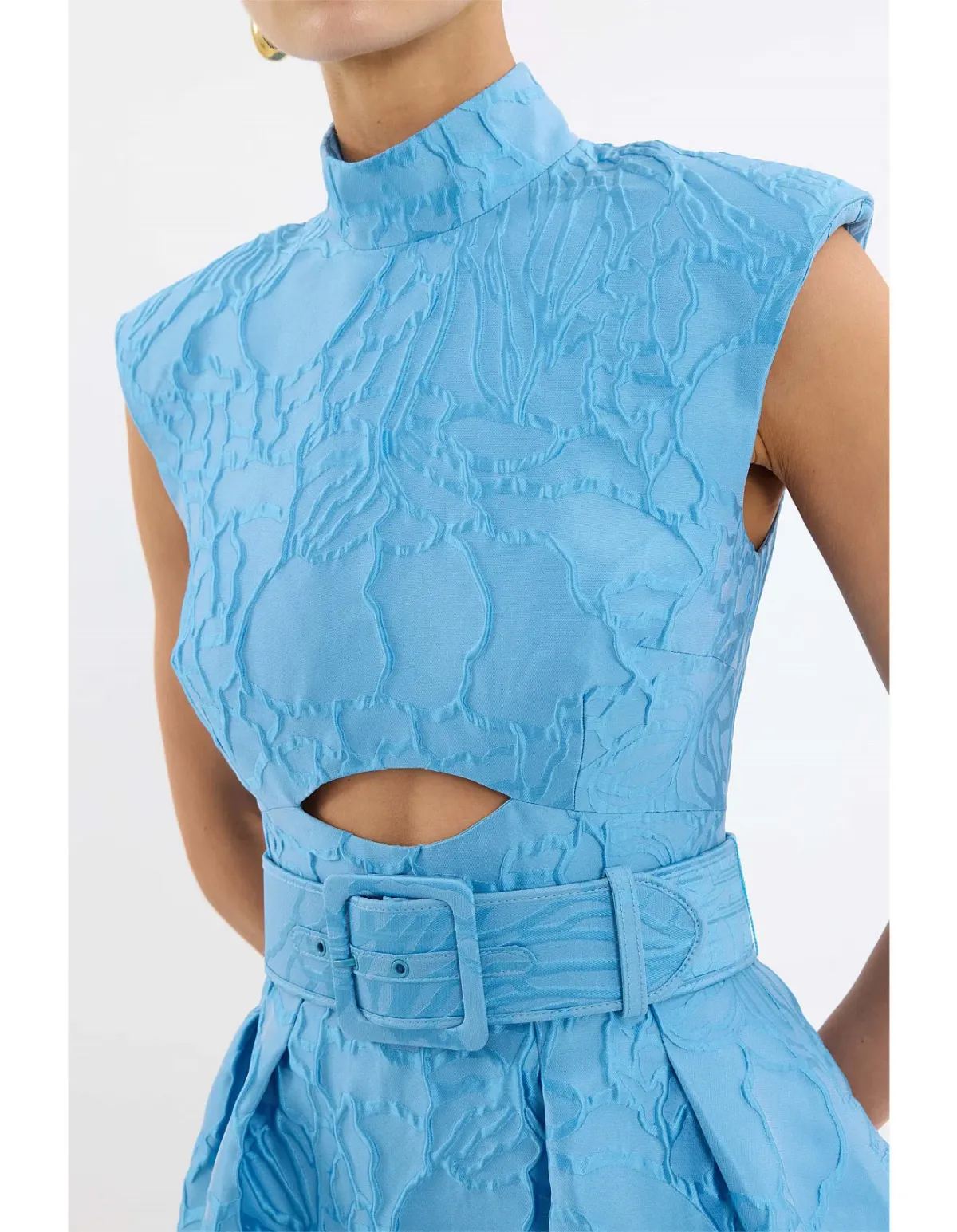 Rebecca Valance Aegir belted jacquard midi dress - Image 3