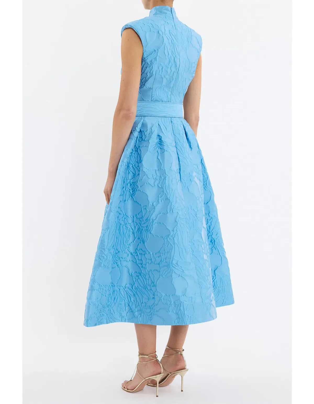 Rebecca Valance Aegir belted jacquard midi dress - Image 4