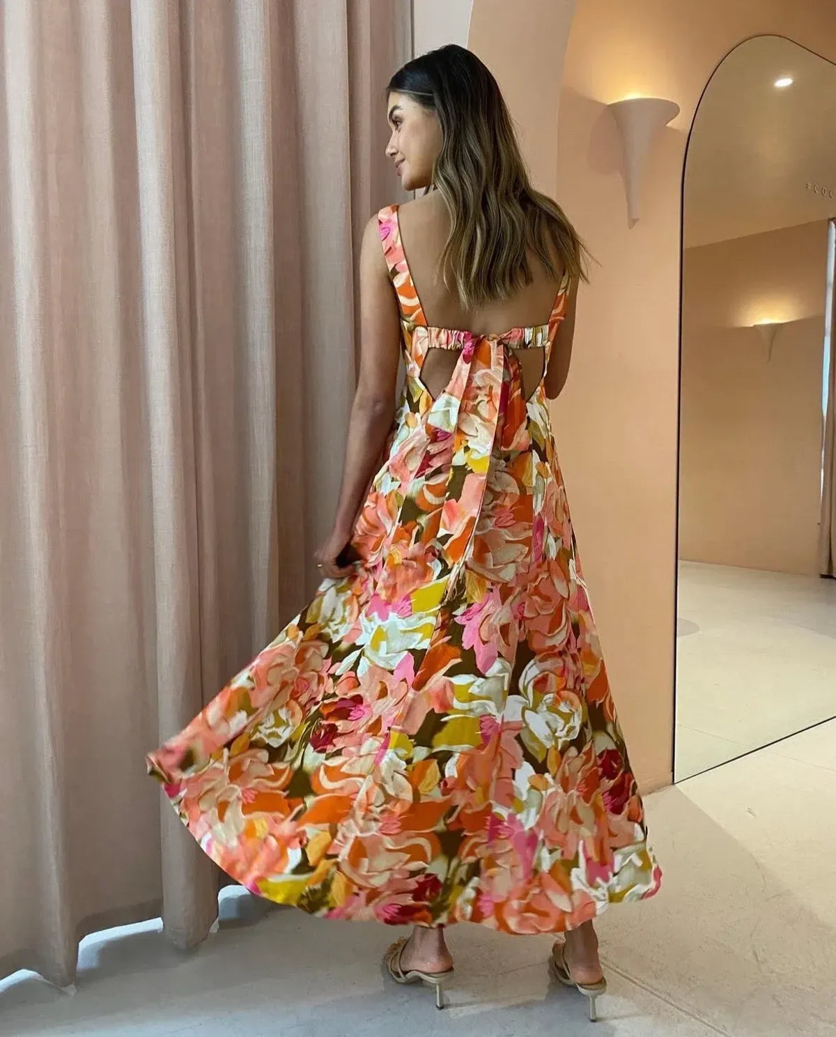 ✨ ACLER Tate Midi Dress Size AU 12 / US 8 - Pink Bouquet Floral Linen ✨ - Image 1