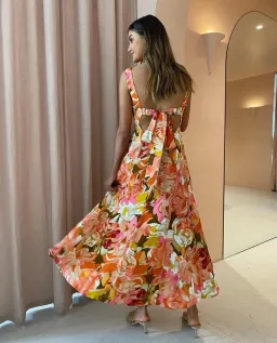 ✨ ACLER Tate Midi Dress Size AU 12 / US 8 - Pink Bouquet Floral Linen ✨ for rent on The Volte - image 1