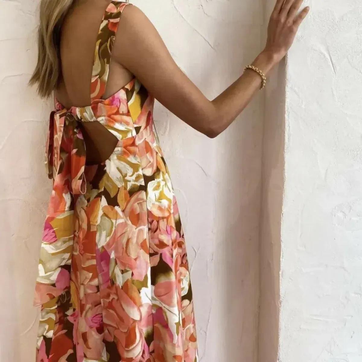 ✨ ACLER Tate Midi Dress Size AU 12 / US 8 - Pink Bouquet Floral Linen ✨ - Image 5