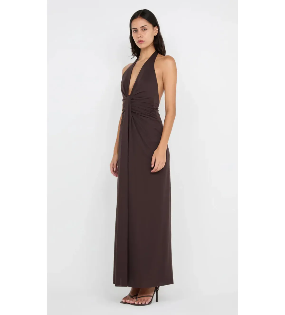 Bec & Bridge Tillie Drape Maxi Dress in Dark Chocolate Size AU4 - Image 2