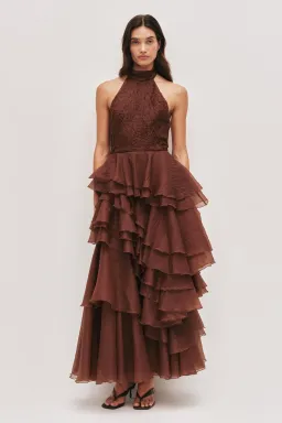 Aje Fayette Maxi Gown in Dark Chocolate Brown Size 6 for rent on The Volte - image 1