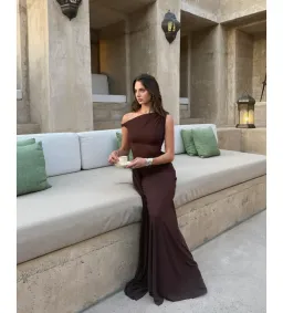 Misha Sisal Mesh Dress in Espresso Size XS/AU6 for rent on The Volte - image 2