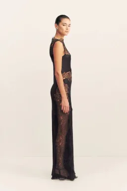 Shona Joy Jamila Lace High Neck Maxi Dress - Black; size 8 for rent on The Volte - image 5