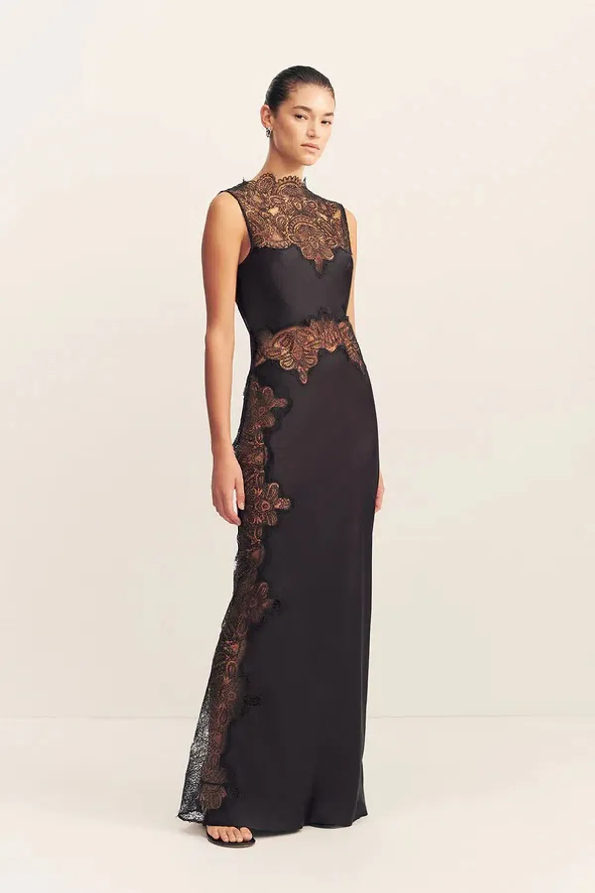 Shona Joy Jamila Lace High Neck Maxi Dress - Black; size 8 - Image 6