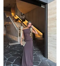 Misha Sisal Mesh Dress in Espresso Size M/AU10 for rent on The Volte - image 1