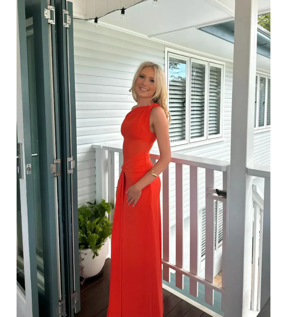 Misha Sisal Mesh Dress in Chilli Size M/AU10 - Image 3