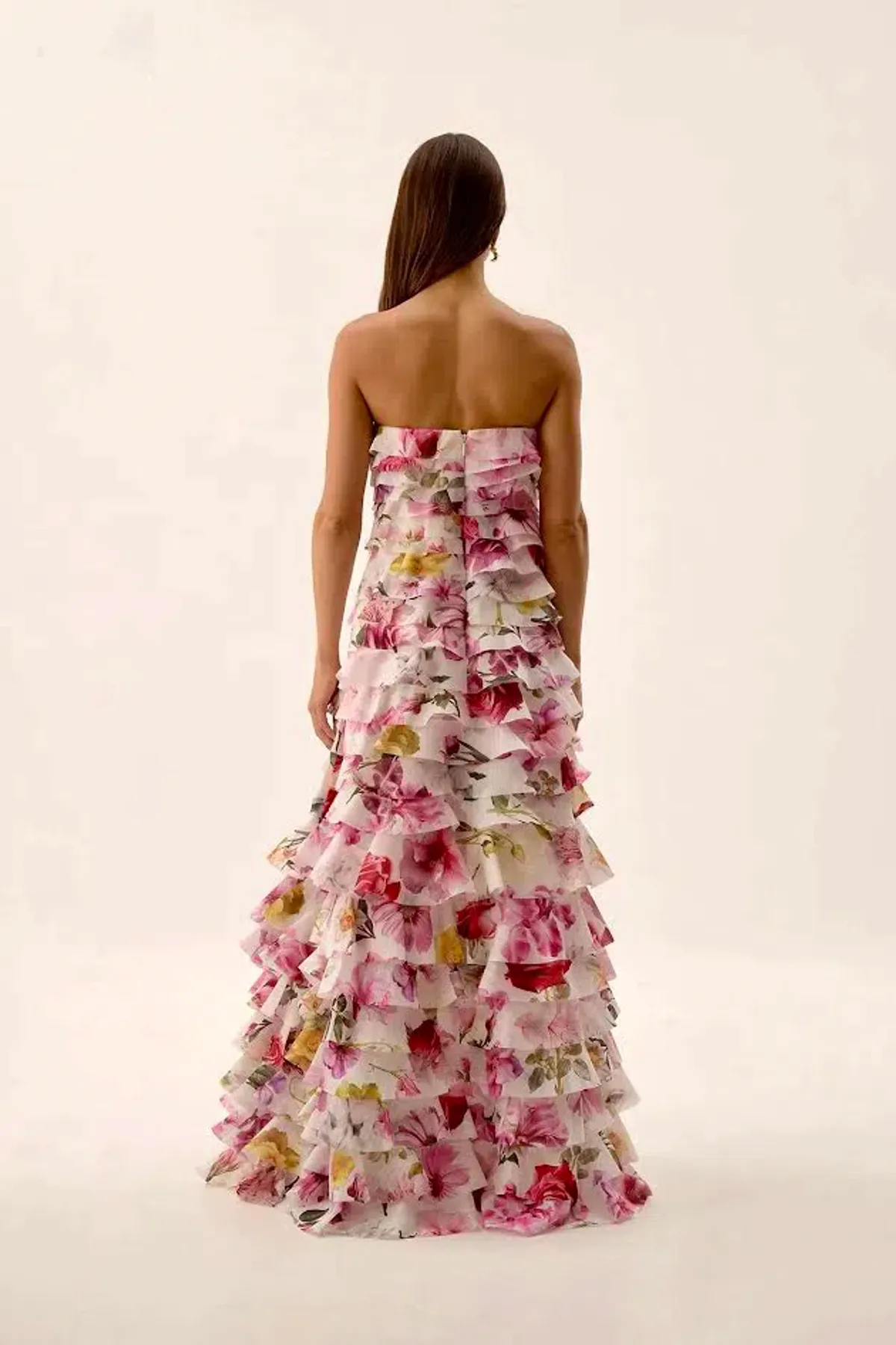 🌸 AJE Fleur Pleated Ruffle Gown – Collage Floral Pink Maxi Dress – Size 10 AU 🌸 - Image 3