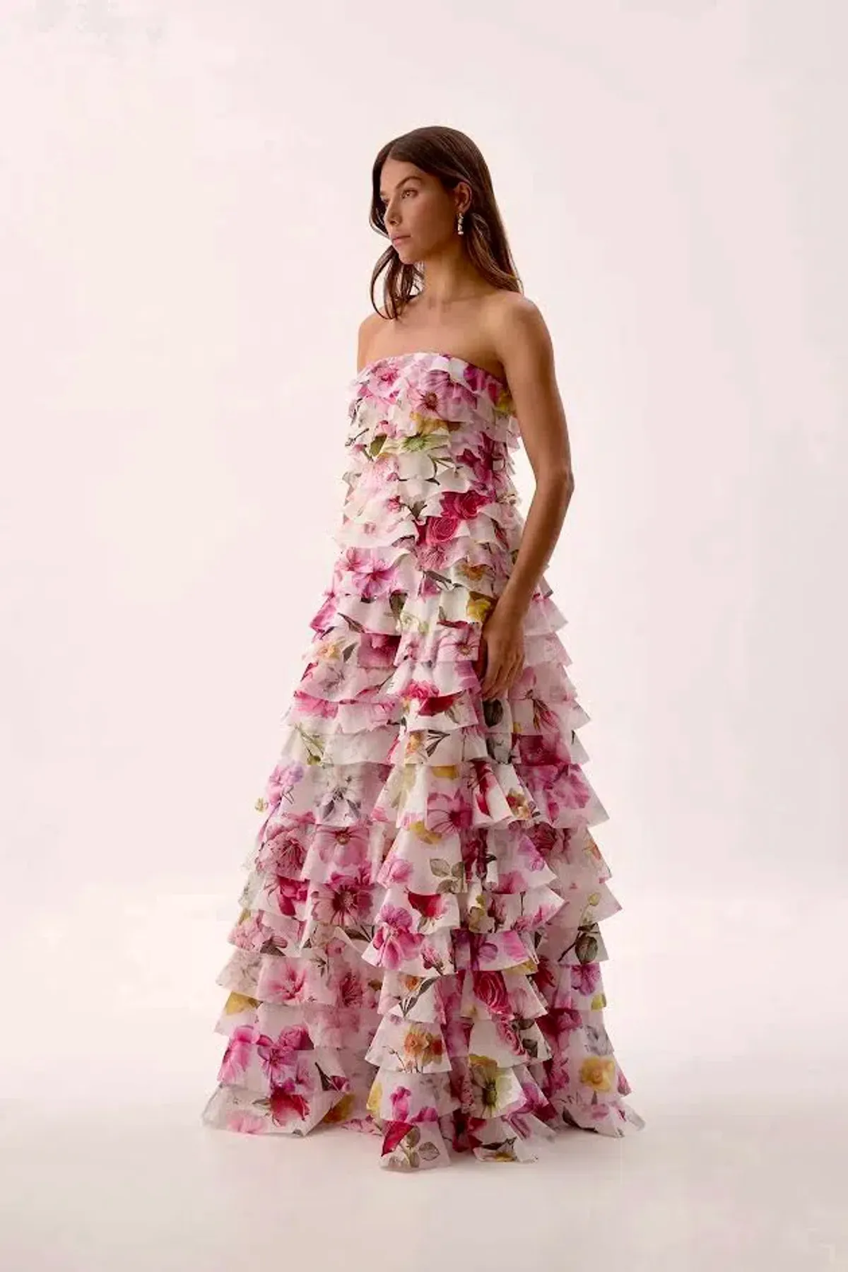 🌸 AJE Fleur Pleated Ruffle Gown – Collage Floral Pink Maxi Dress – Size 10 AU 🌸 - Image 2