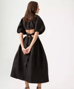 Aje Dress Mimosa Black Midi | Size AU 8 for rent on The Volte - image 2