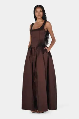 POSEY TAFFETA GOWN | CHOCOLATE - SIZE 6 for rent on The Volte - image 2