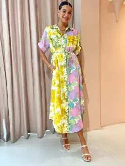 Alemais Elora Patchwork Shirt Dress in Multi Floral Size 10 for rent on The Volte - image 1