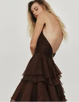 Aje Fayette Gown in Dark Chocolate Size 10 for rent on The Volte - image 2