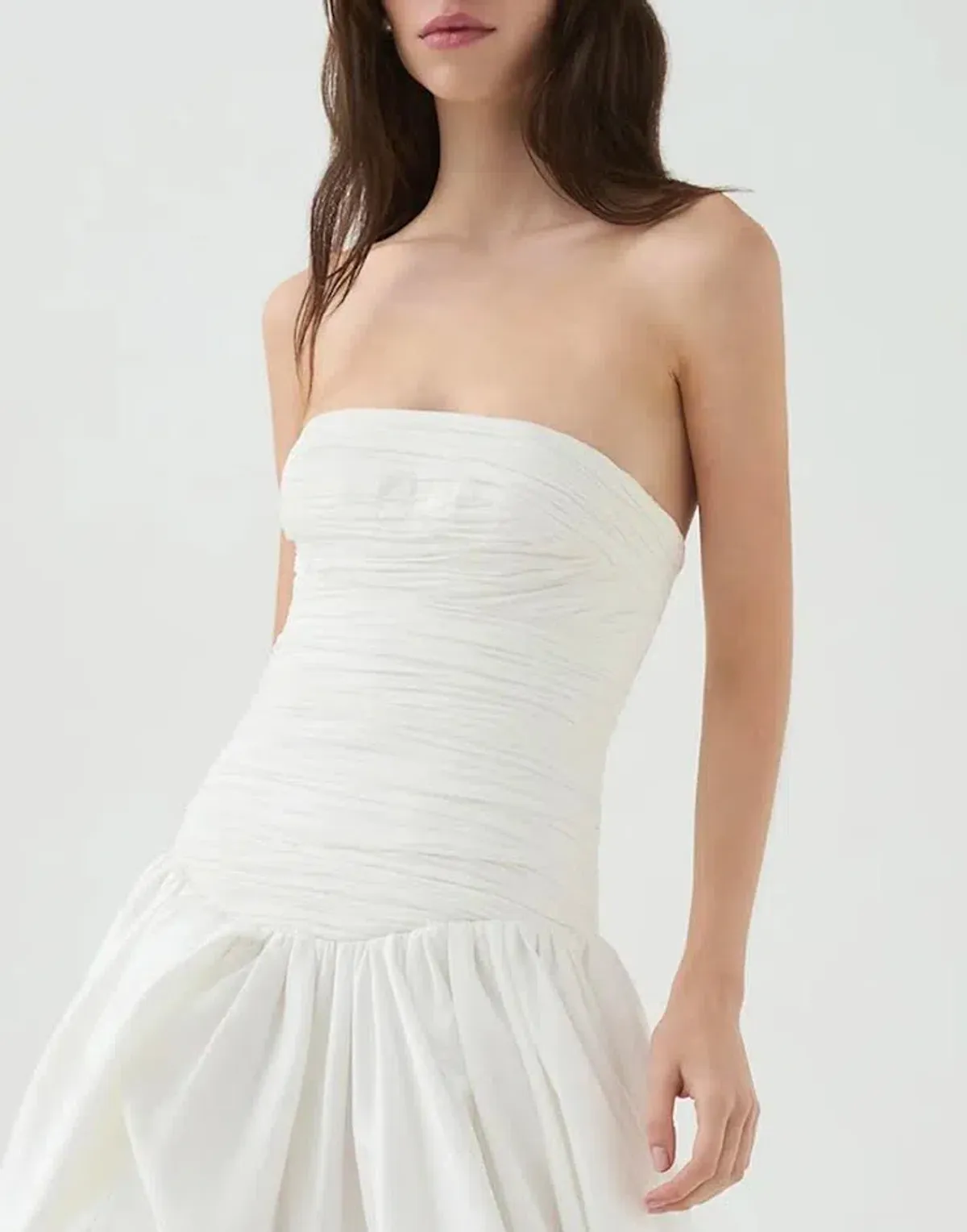 🤍 AJE Strapless Violette Bubble Hem MIDI Dress – White Formal Gown – Size 8 AU 🤍 - Image 4