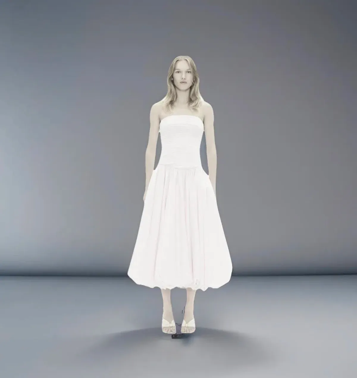 🤍 AJE Strapless Violette Bubble Hem MIDI Dress – White Formal Gown – Size 8 AU 🤍 - Image 3