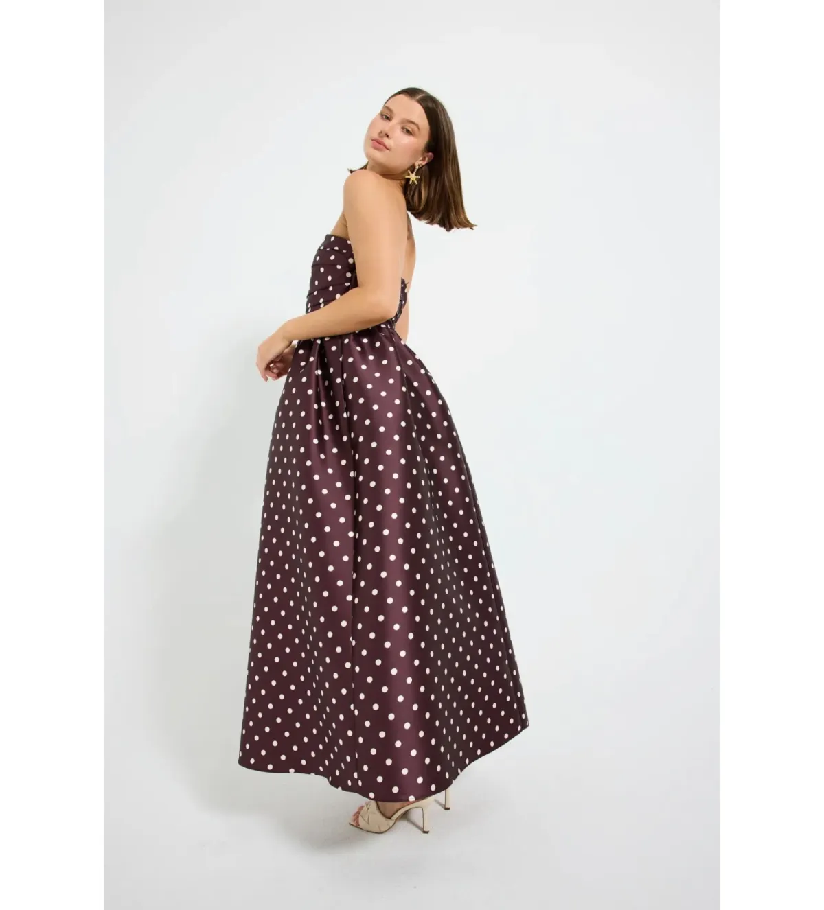 Pasduchas Alistair Strapless Midi Dress Blackberry Spot Size 14 - Image 2