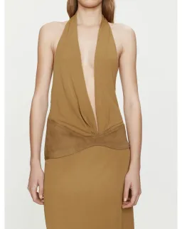 Christopher Esber - Contour Suede Belted Jersey Halter Gown, Size 8  for rent on The Volte - image 2