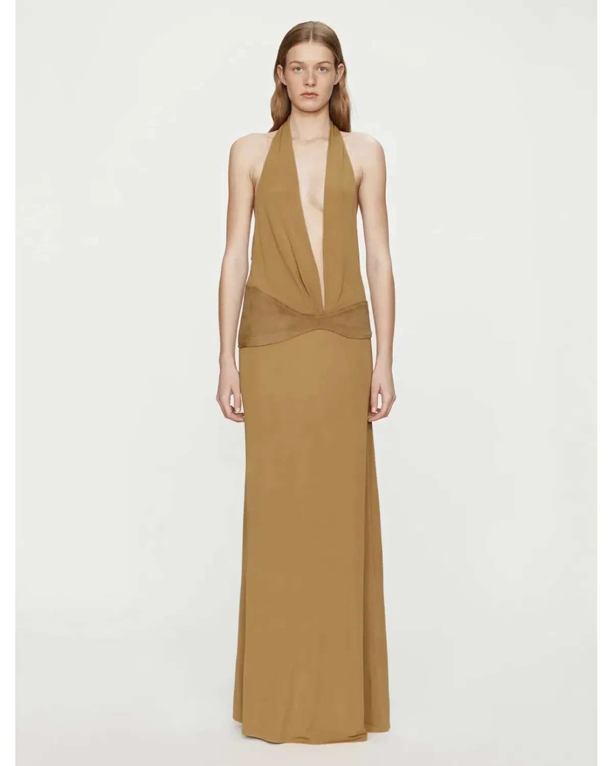 Christopher Esber - Contour Suede Belted Jersey Halter Gown, Size 8  - Image 4