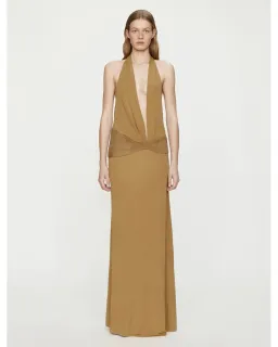 Christopher Esber - Contour Suede Belted Jersey Halter Gown, Size 8  for rent on The Volte - image 4