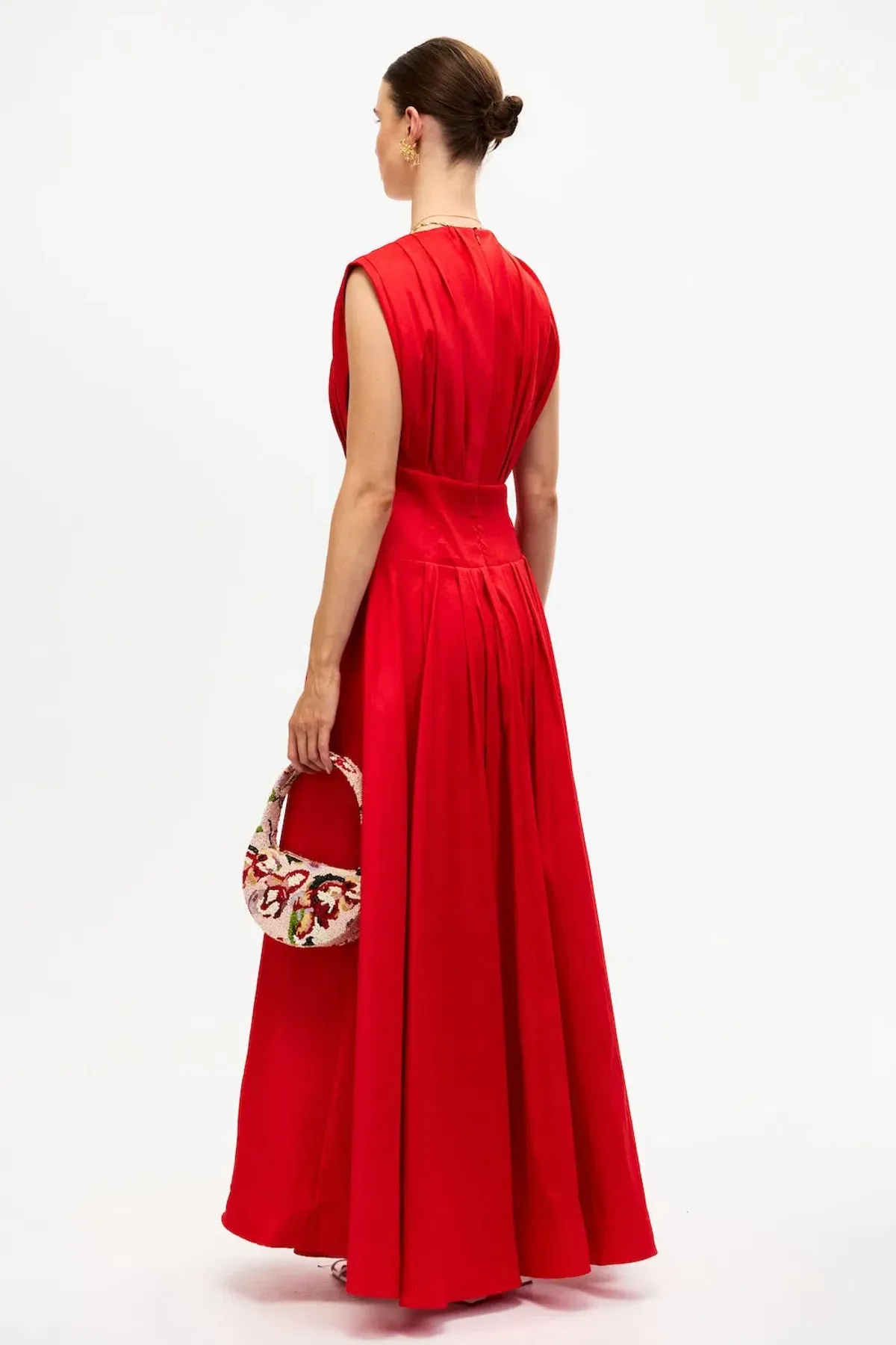 Acler Innoxhill V Neck Maxi Dress in Cherry Red - Image 4
