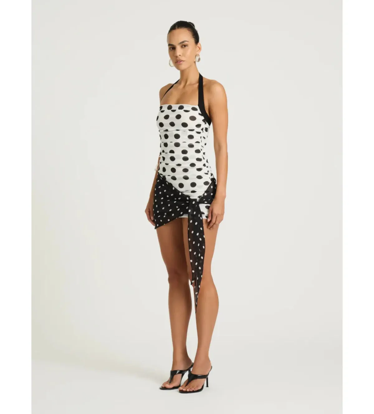 Benni Marnie Mini Dress in Black/White Polka Size AU8 - Image 2