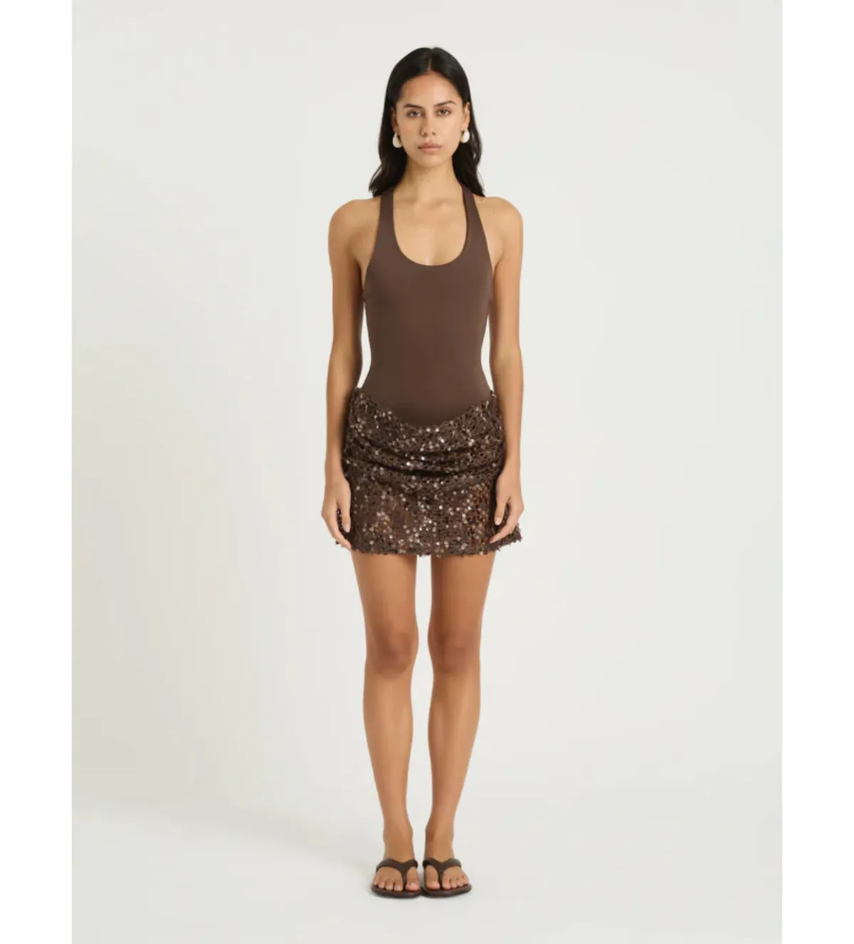 Benni Ariel Mini Dress in Cocoa Size AU8 - Image 2