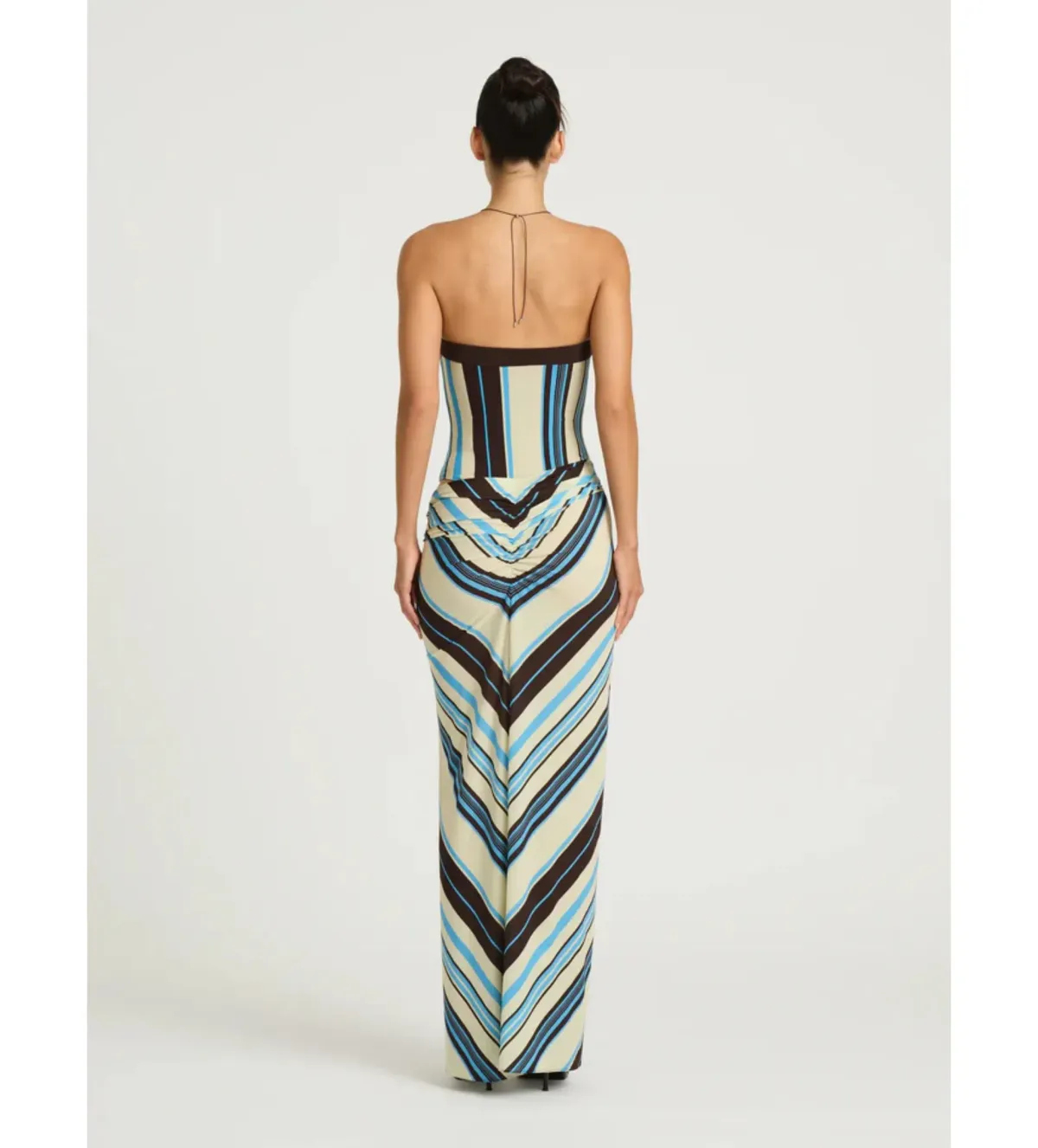 Benni Rumi Strapless Maxi Dress in Ocean Stripe Size AU6 - Image 4