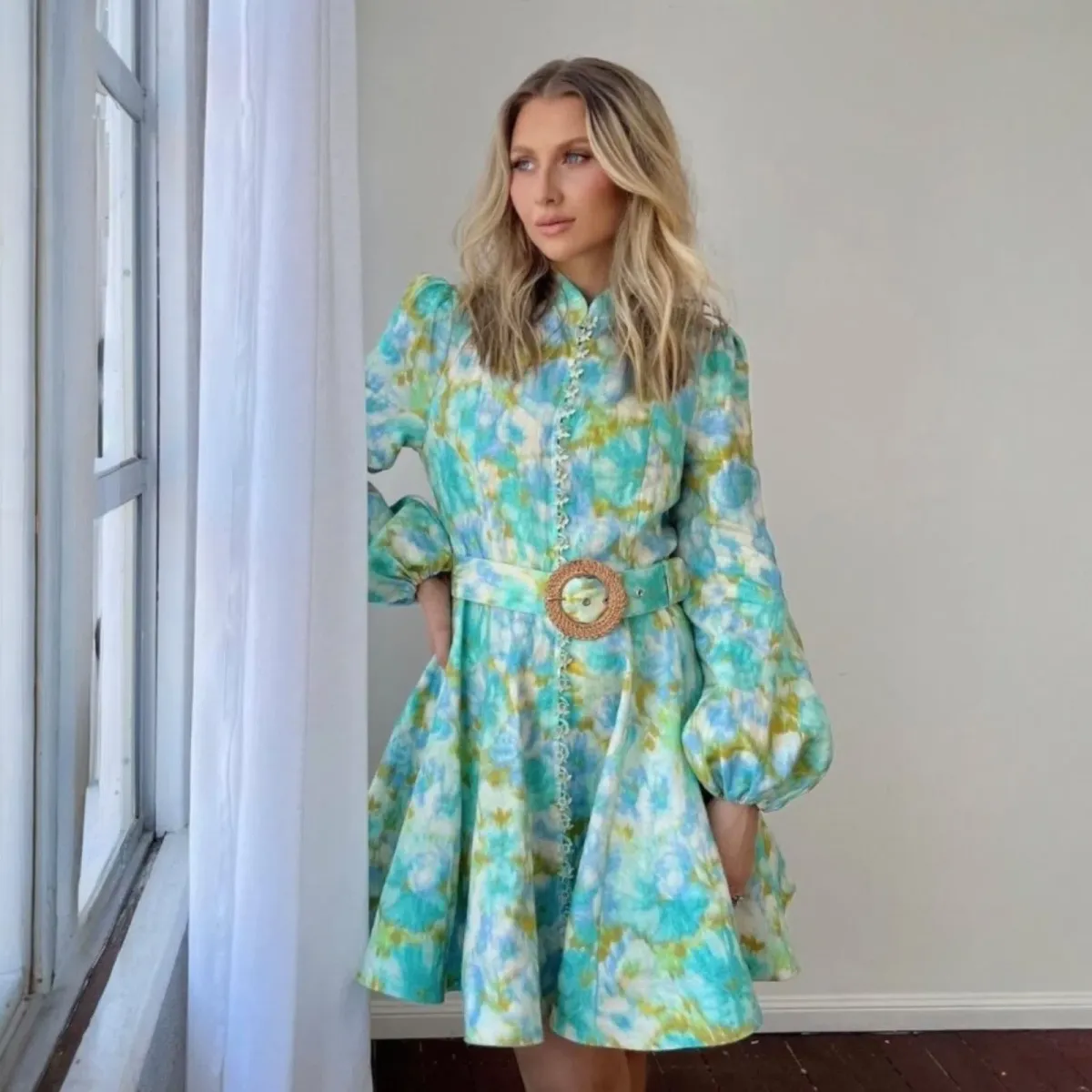 Zimmermann High Tide Buttoned Mini Dress Size 3 / 14 AU - Image 3