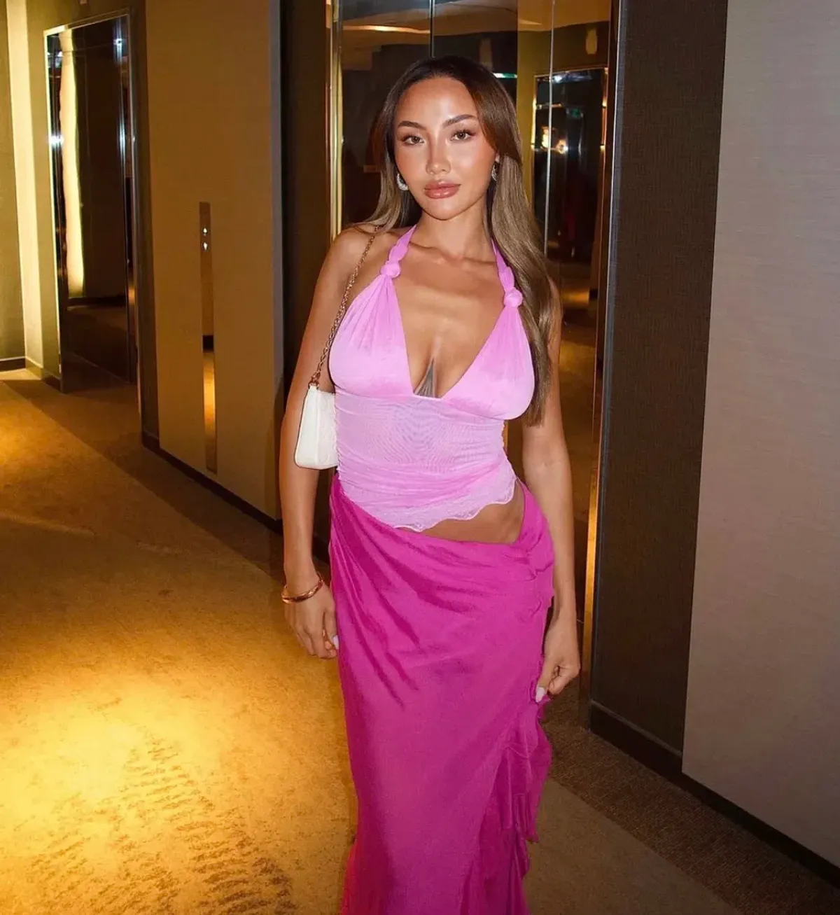 BENNI Penelope Halter Maxi- pink SIZE 8 - Image 2