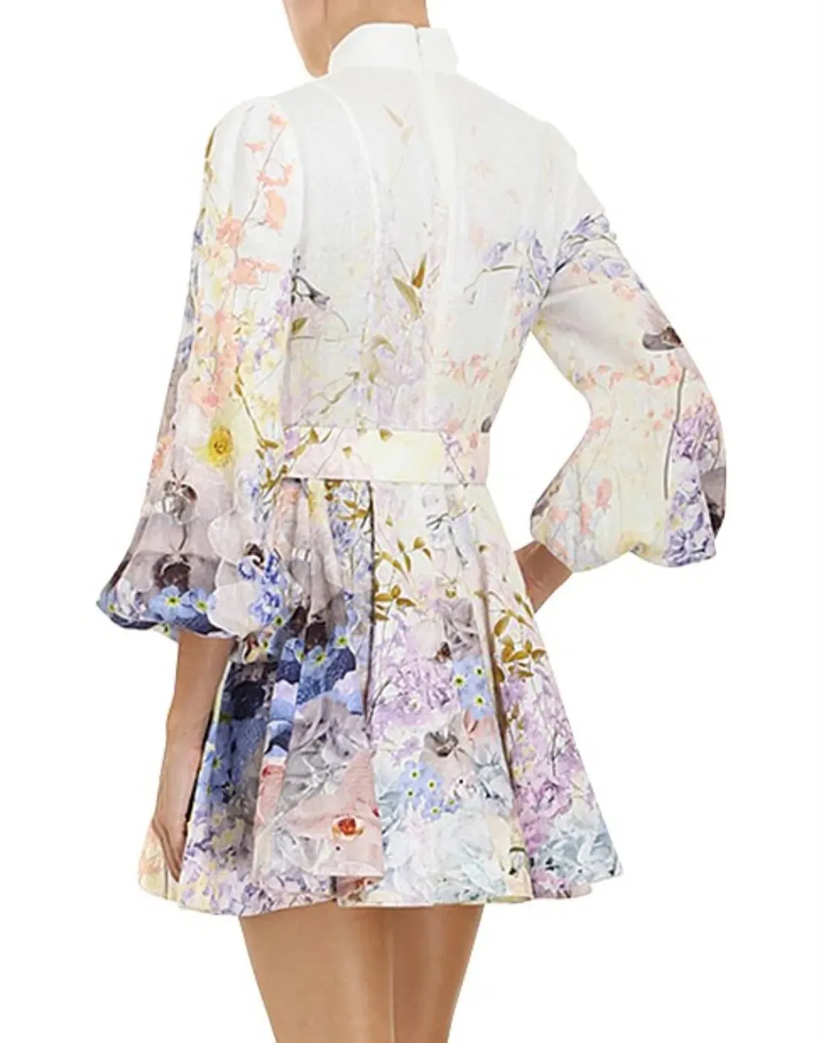 Zimmermann Rhythmic Buttoned Mini Dress in Floral Size 2 AU 12 - Image 3