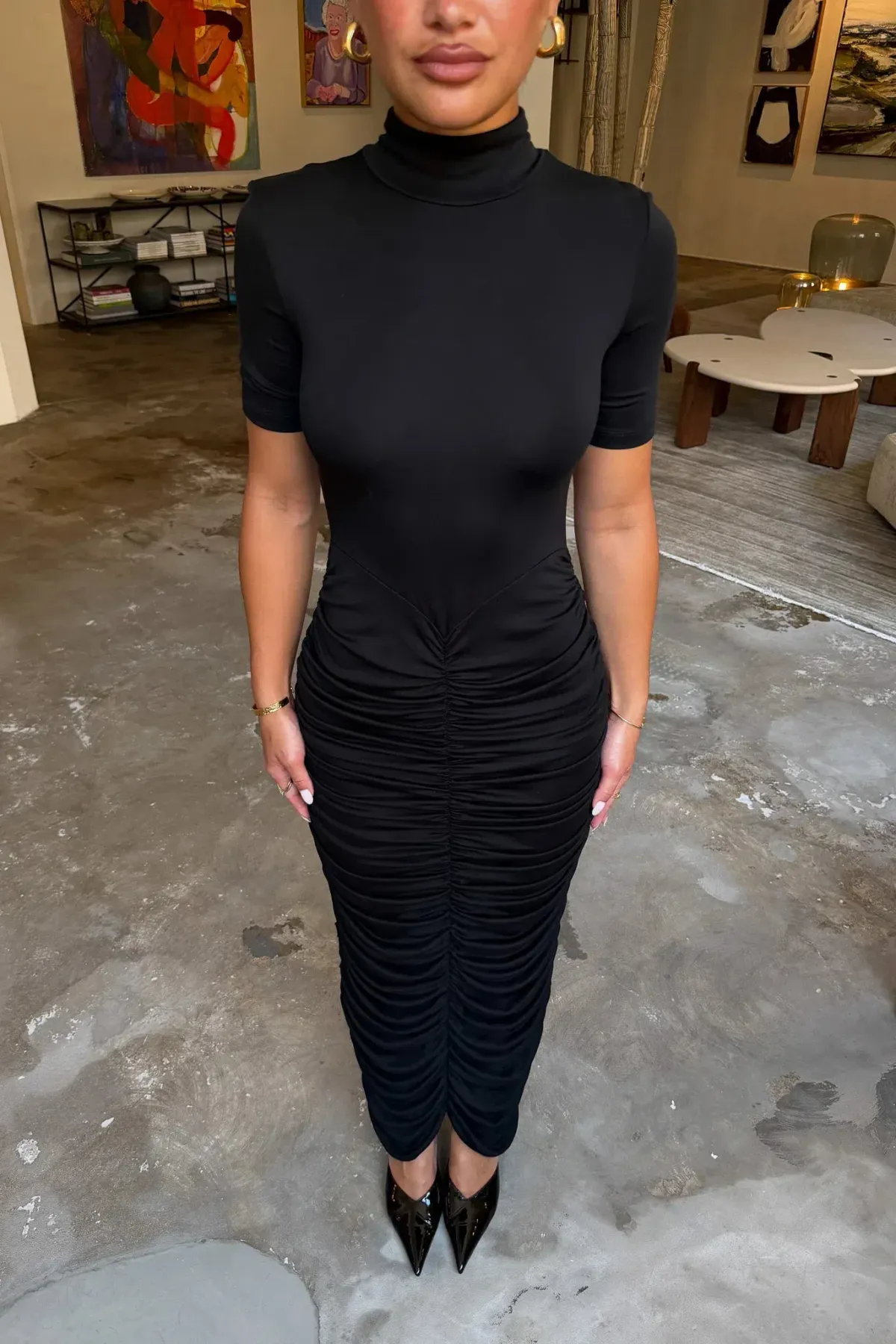 Imana Draped Maxi Dress Black - Sneaky Link - Size XXS - Image 8