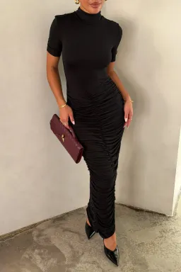 Imana Draped Maxi Dress Black - Sneaky Link - Size XXS for rent on The Volte - image 5